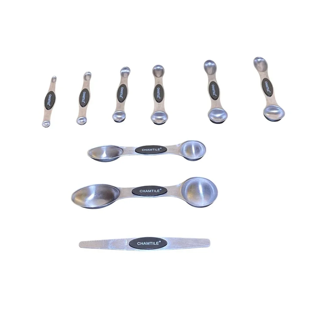 Chamtile Measuring Spoons Set 9pc Silver Excellent Magnetic Stainless Steel